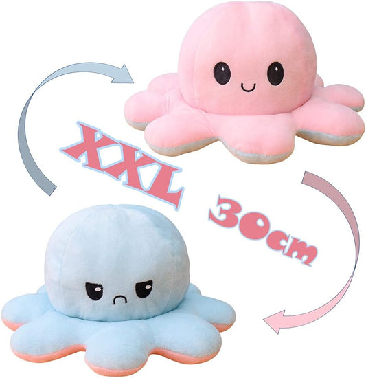 2-Pack Reversible Octopus Plush Toy Adorable 20cm Double-Sided Doll, Happy Angry Octopus Stuffed Animals Doll - My Store