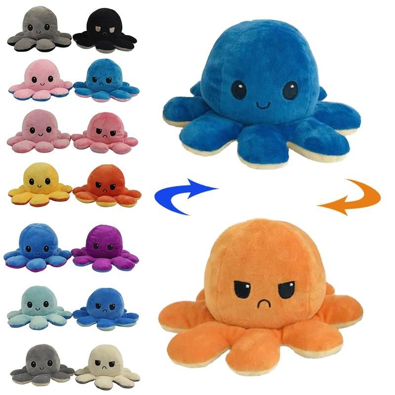 Reversible Octopus Plush Toy Adorable 50cm Double-Sided Doll, Happy Angry Octopus Stuffed Animals Doll - My Store