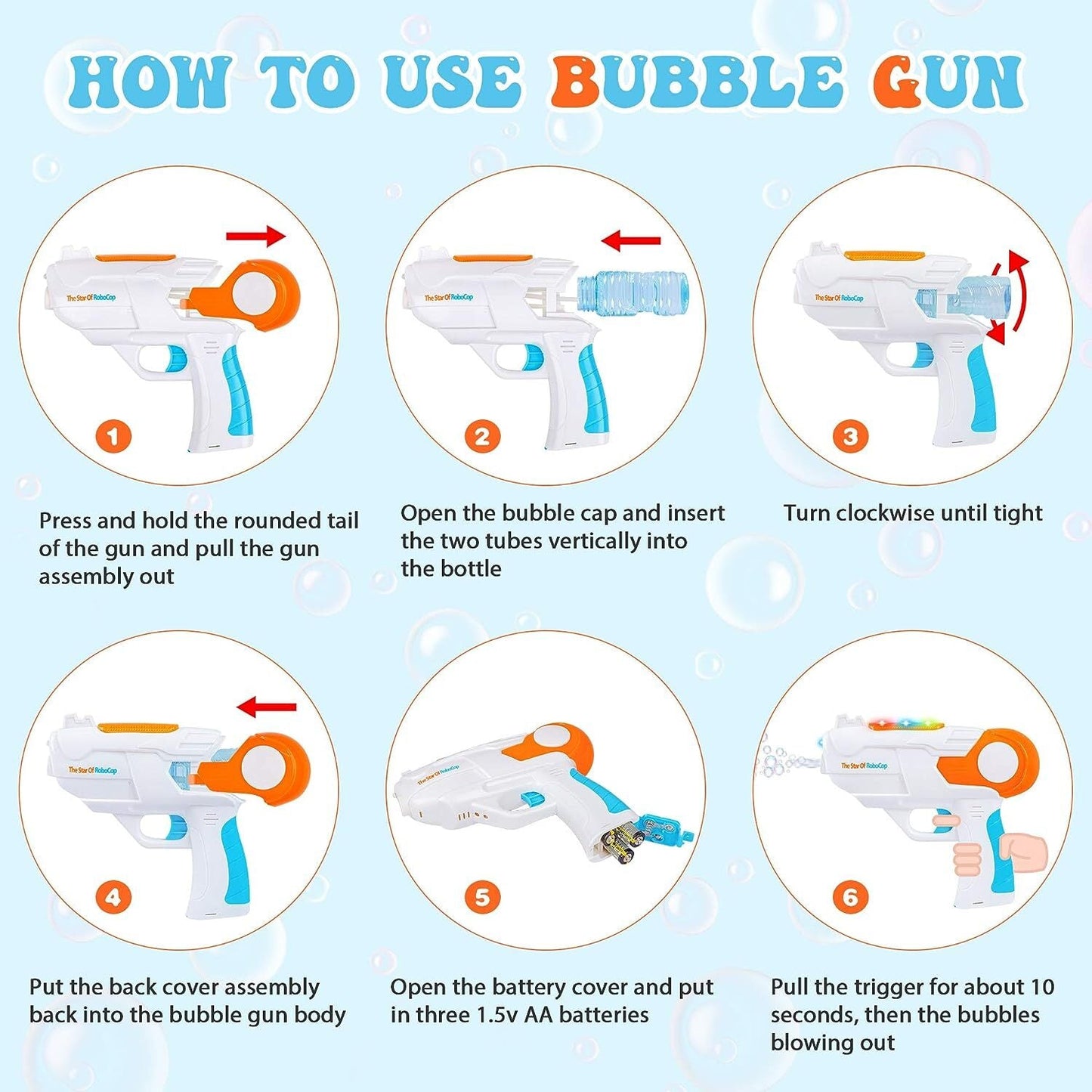 1 Pack 20cm Bubble Gun with Two Bubble Bottles Bubble Maker Blower Blaster AU - Homeware Discounts