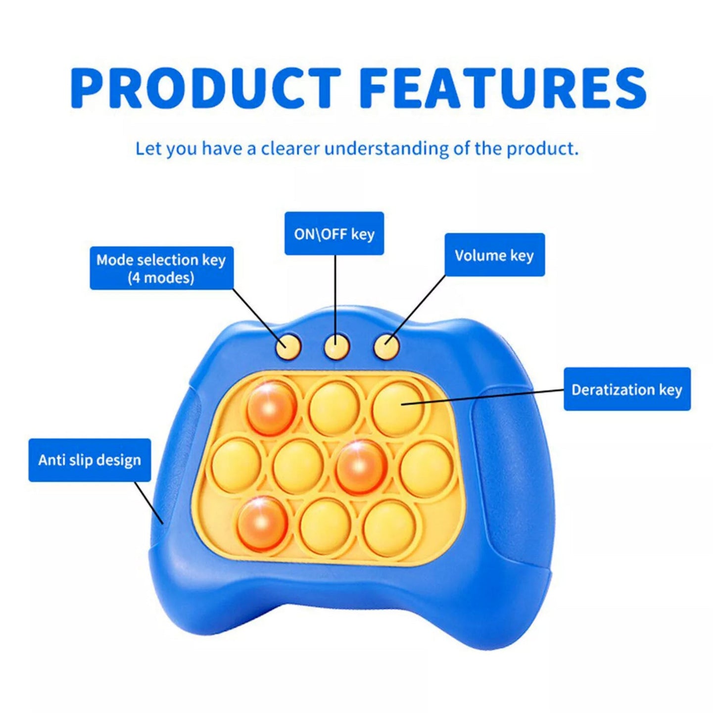 Quick Push Game Pop it Up Fidget Bubble Electronic Pop Game Light Anti-Stress Toys - Homeware Discounts