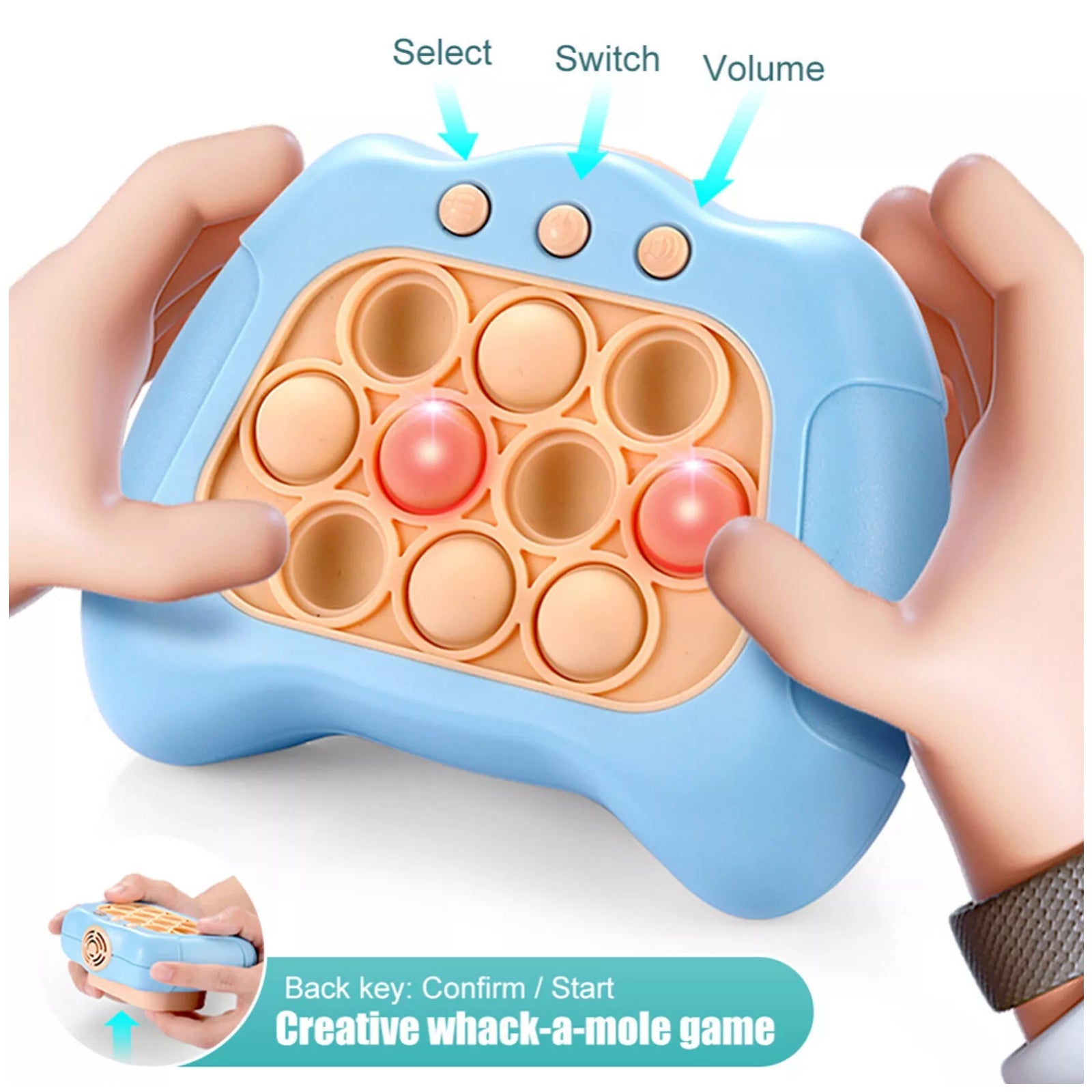 Quick Push Game Pop it Up Fidget Bubble Electronic Pop Game Light Anti-Stress Toys - Homeware Discounts