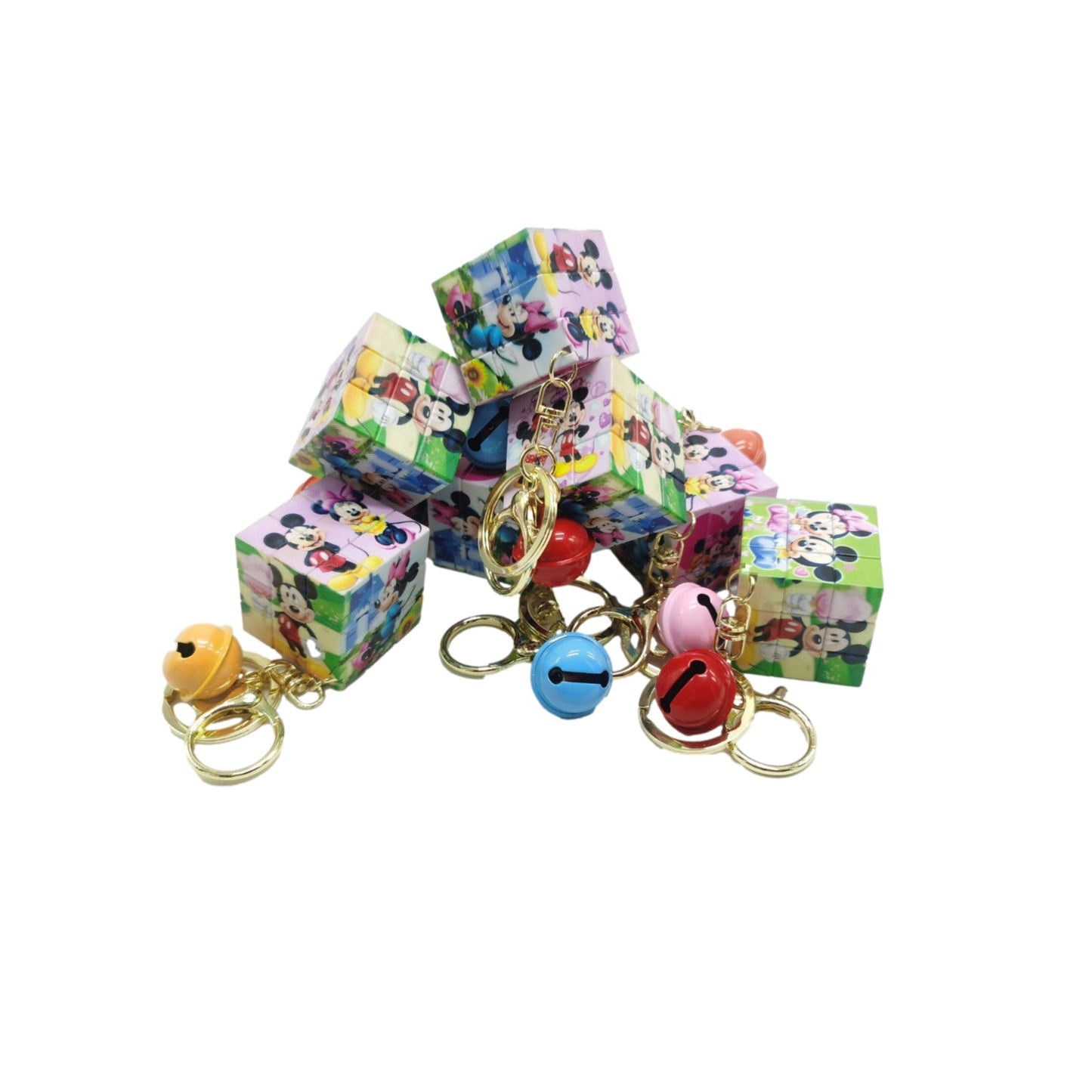 4pcs Mickey Mouse Minnie Mouse Rubiks cube toy keychain cube key ring chain - Homeware Discounts