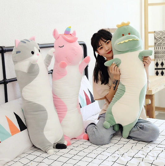 80CM Long Body Pillow for Kids Animal Dinosaur Unicorn Cat - Homeware Discounts
