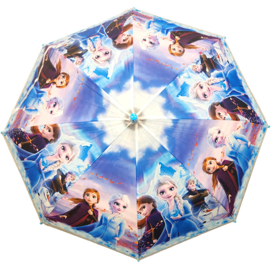 Kids Children Frozen Blue Elsa and Anna Umbrella Characters Rainwear 80cm Winter - Homeware Discounts