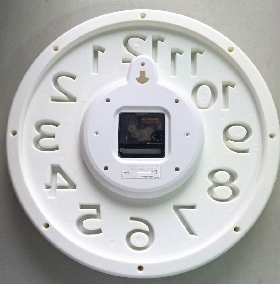 Silent Round Wall Mountable Quartz Analogue Clock- All White 34cm - My Store