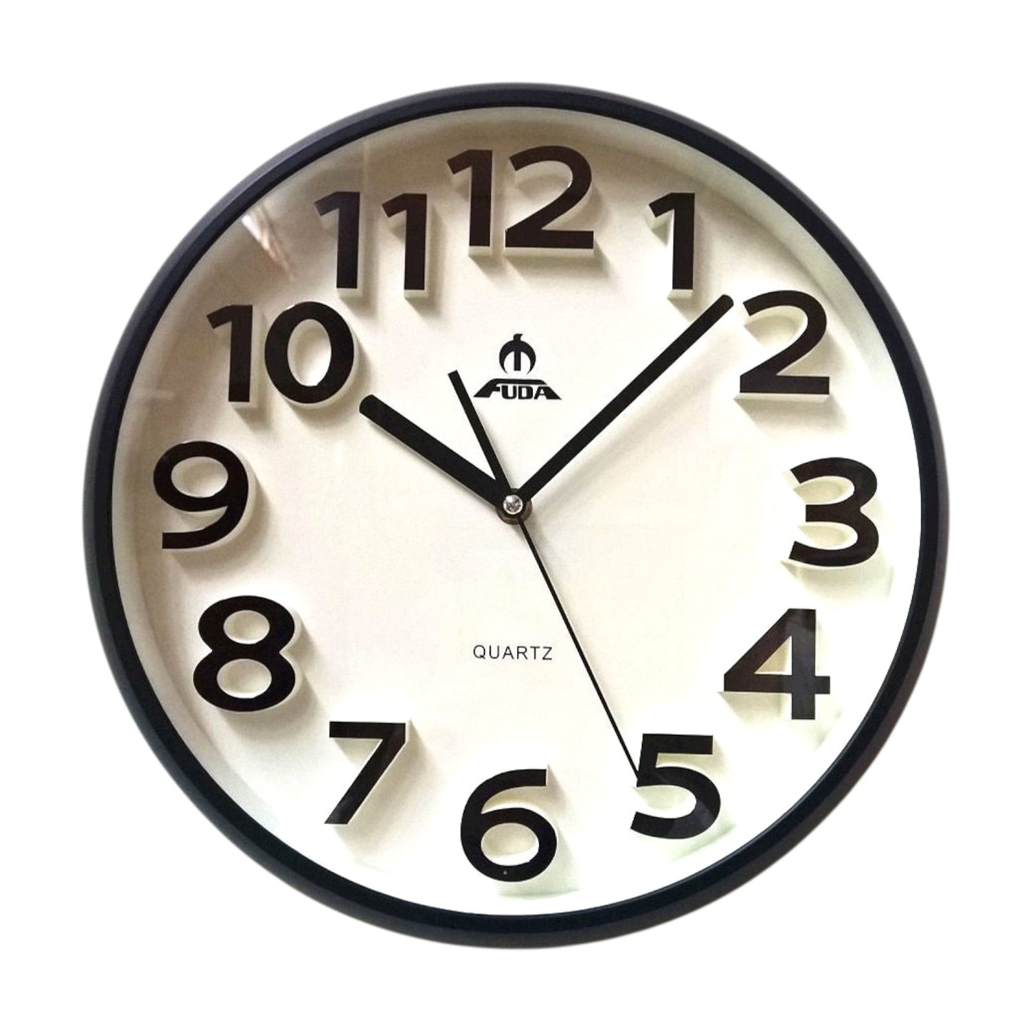 Silent Round Wall Mountable Quartz Analogue Clock- Black 34cm - My Store