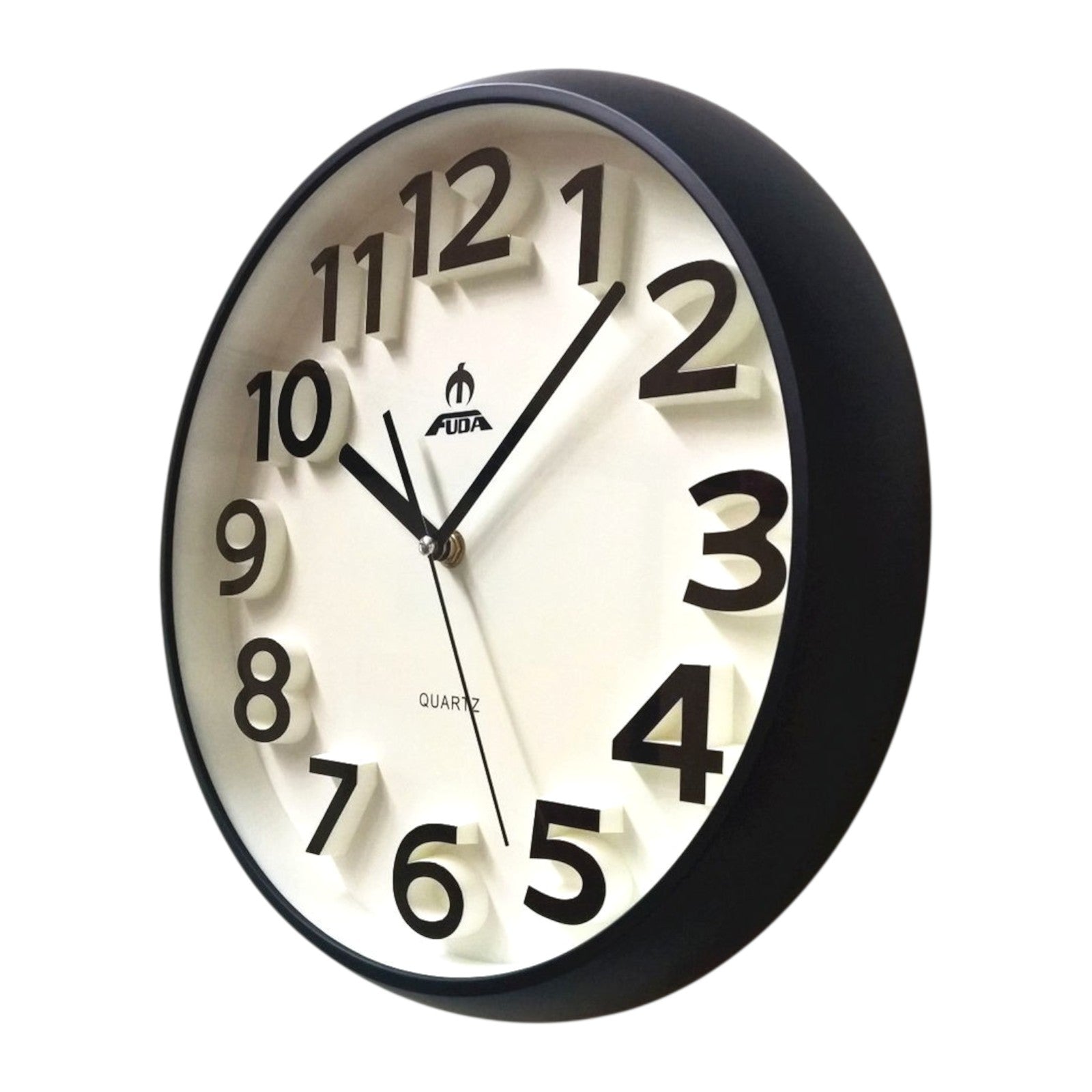 Silent Round Wall Mountable Quartz Analogue Clock- Black 34cm - My Store