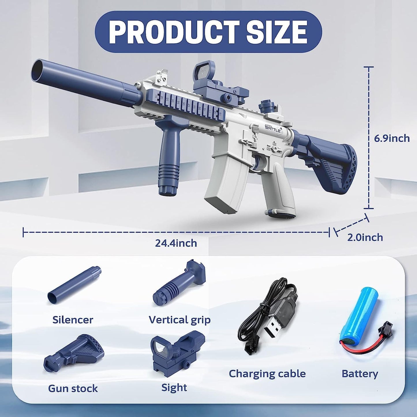 Rechargable 62cm High-Pressure Electric Water Gun Automatic & Battery Powered Water Blaster 180CC Large Water Storage Water Pistol toy - Homeware Discounts