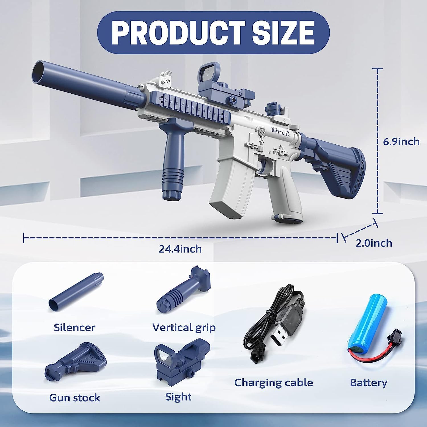 Rechargable 62cm High-Pressure Electric Water Gun Automatic & Battery Powered Water Blaster 180CC Large Water Storage Water Pistol toy - Homeware Discounts