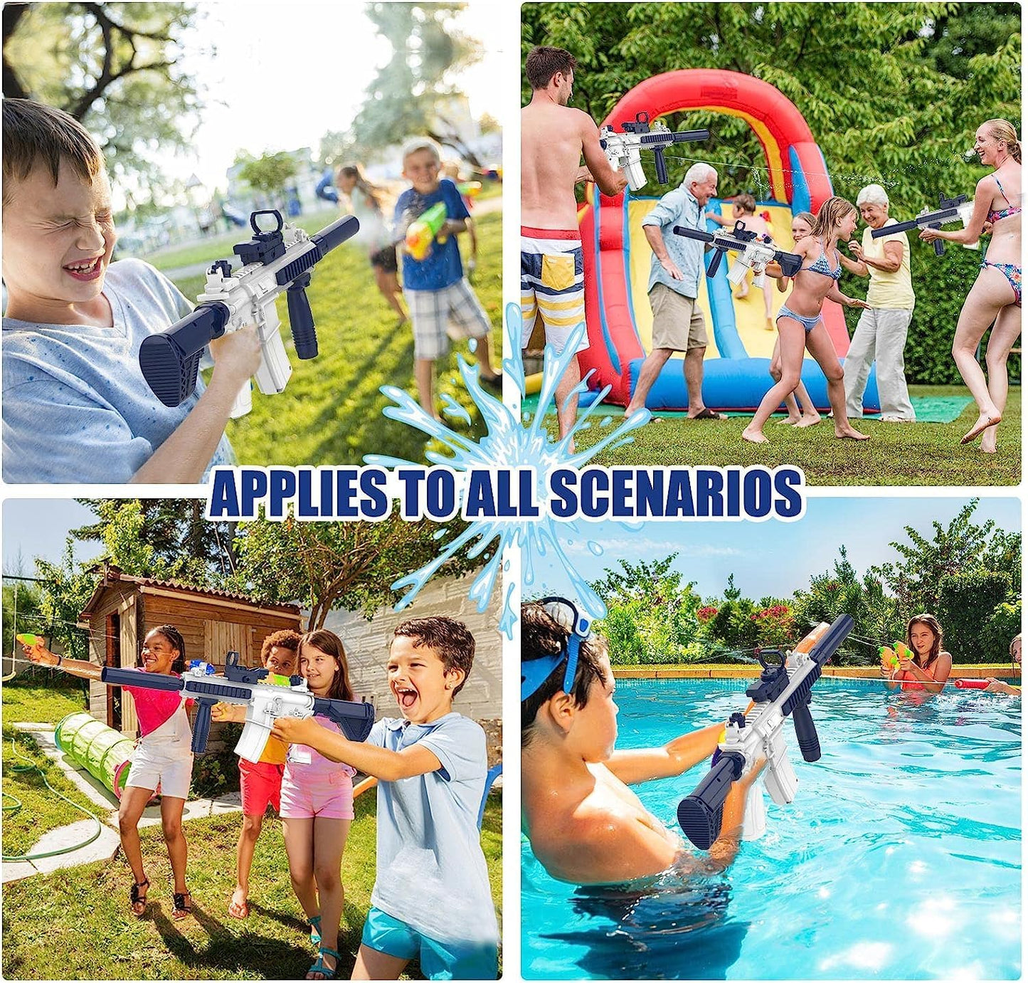 Rechargable 62cm High-Pressure Electric Water Gun Automatic & Battery Powered Water Blaster 180CC Large Water Storage Water Pistol toy - Homeware Discounts