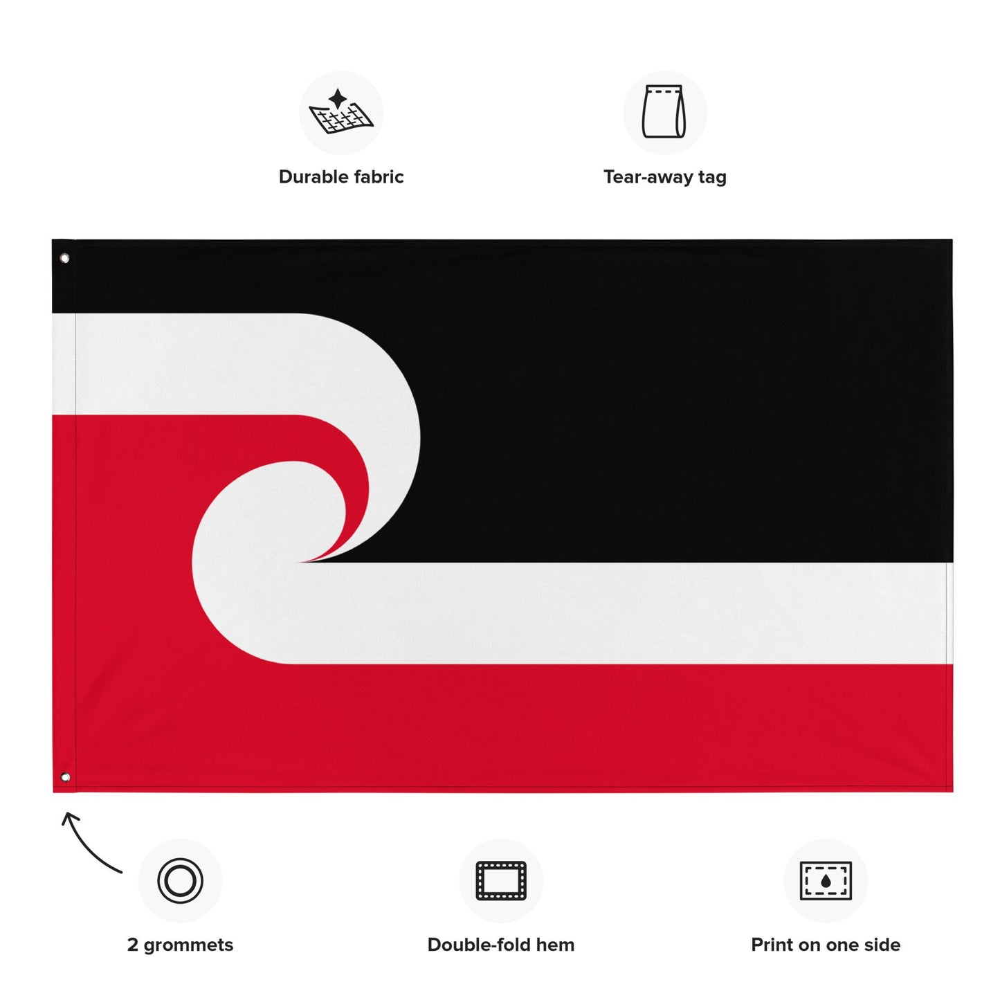 Large Maori Flag Heavy Duty Outdoor Tino Rangatiratanga 90 X 150 CM - 3ft x 5ft