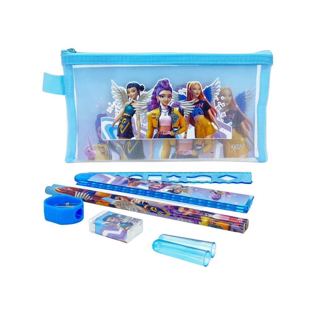 K-Pop Demon Hunters Pencil Case Set with Ruler Pencils Sharpener Eraser