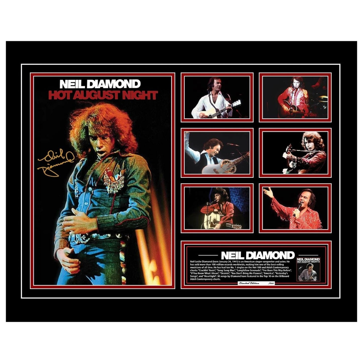 Neil Diamond Hot August Night Signed Limited Photo Memorabilia Frame - My Store