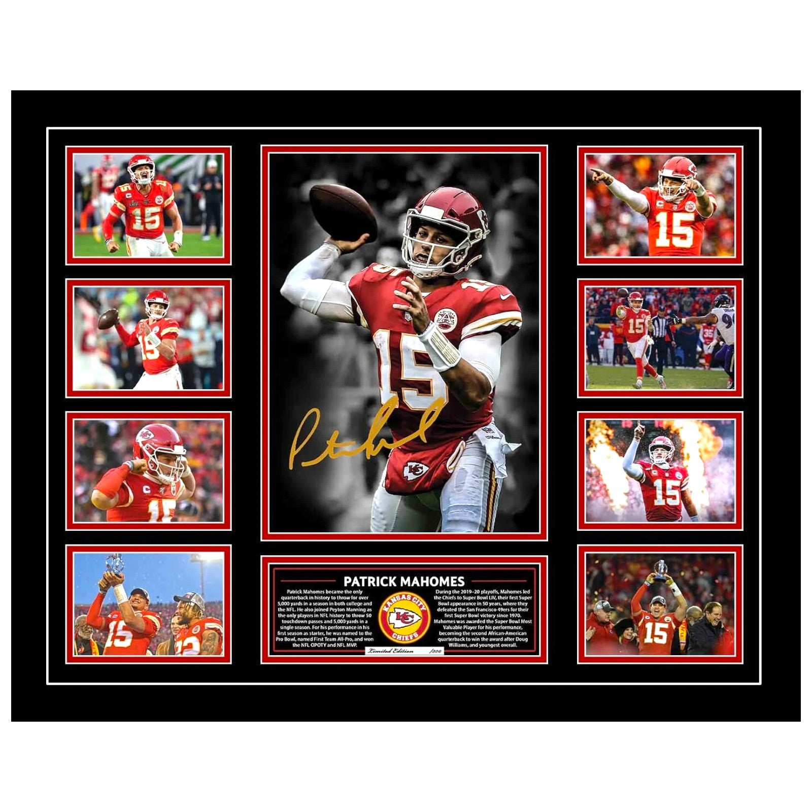 Patrick Mahomes Kansas City Chiefs Signed Limited Photo Memorabilia Frame - My Store