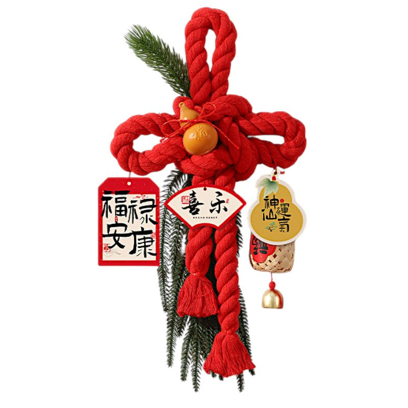 Lunar New Year Chinese Knot- RED Bamboo Lantern 20x30cm, Handmade Wall Ornaments - My Store