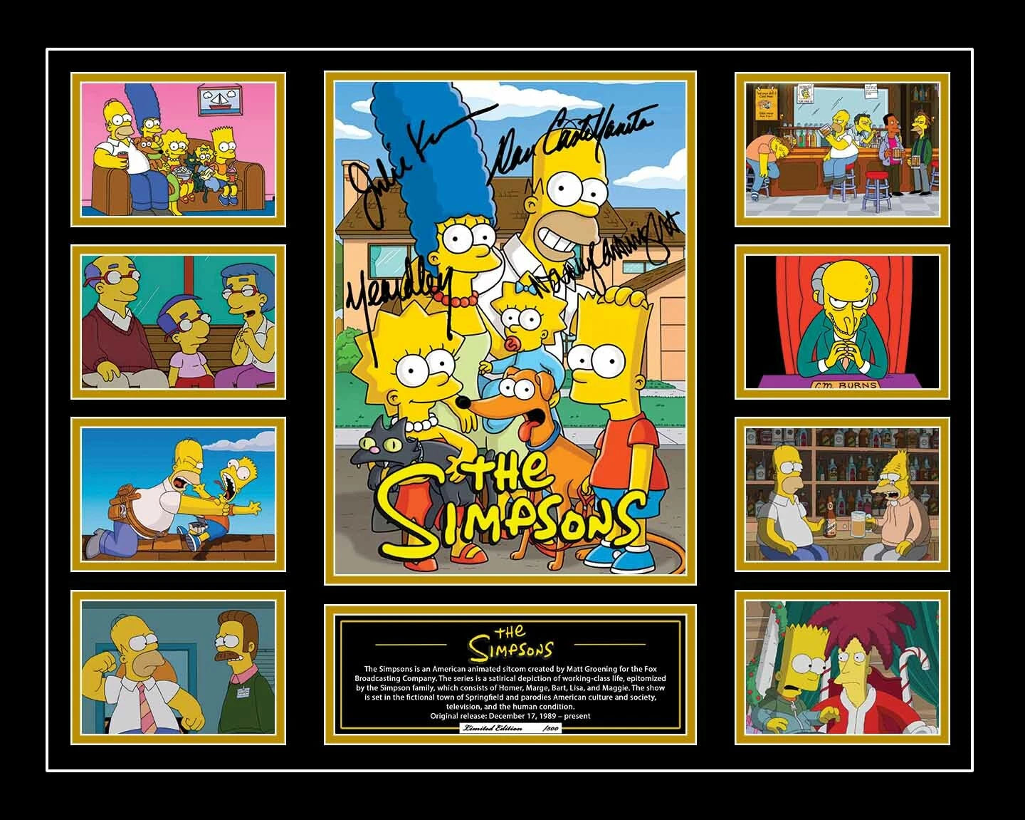 THE SIMPSONS CAST HOMER BART LISA Signed Limited Photo Memorabilia Wooden Frame - My Store