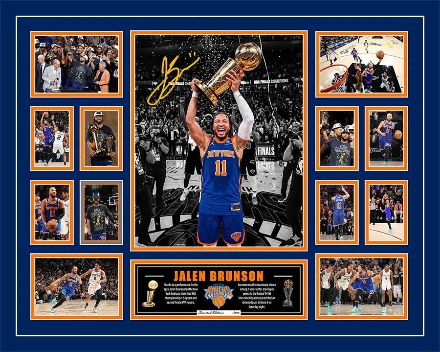 Jalen Brunson New York Knicks Trothy 2026 Signed Limited Photo Memorabilia Frame