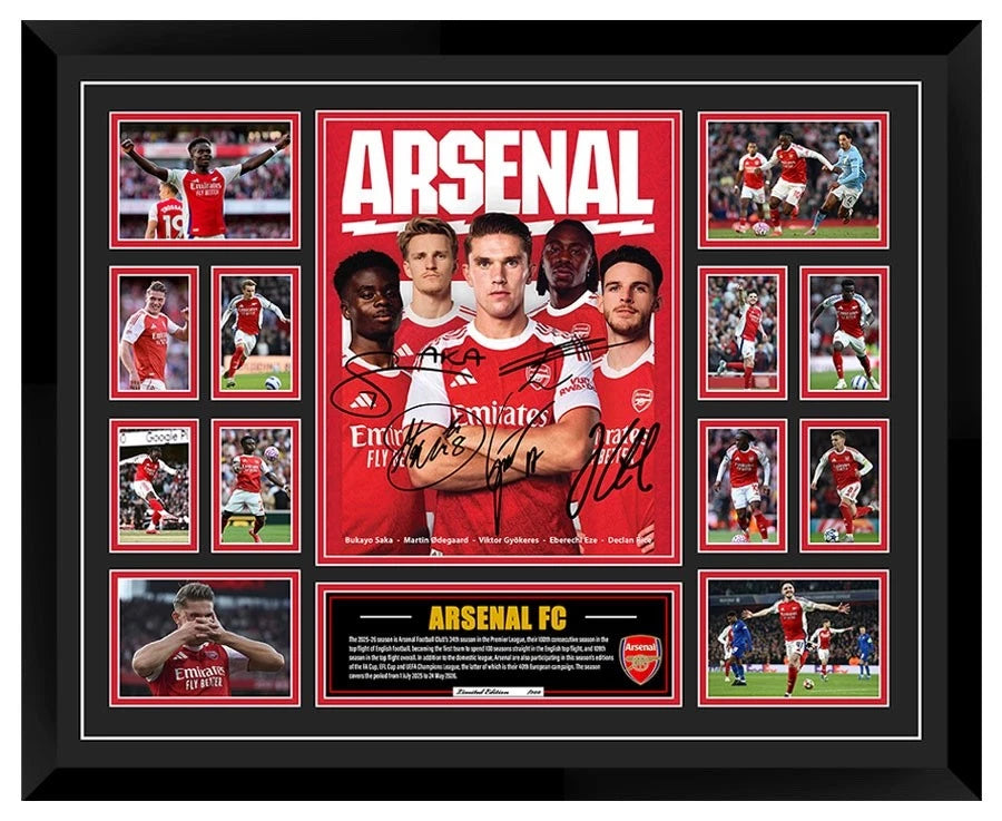 ARSENAL FC 2025/26 BUKAYO SAKA EBERICHI EZE Signed Limited Photo Memorabilia Frame