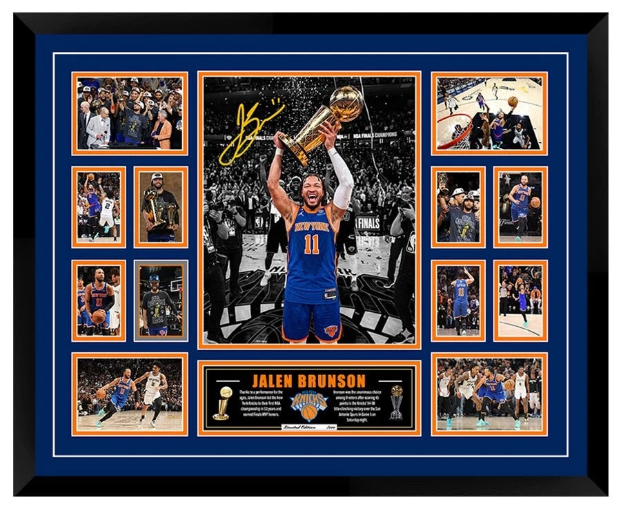 Jalen Brunson New York Knicks Trothy 2026 Signed Limited Photo Memorabilia Frame