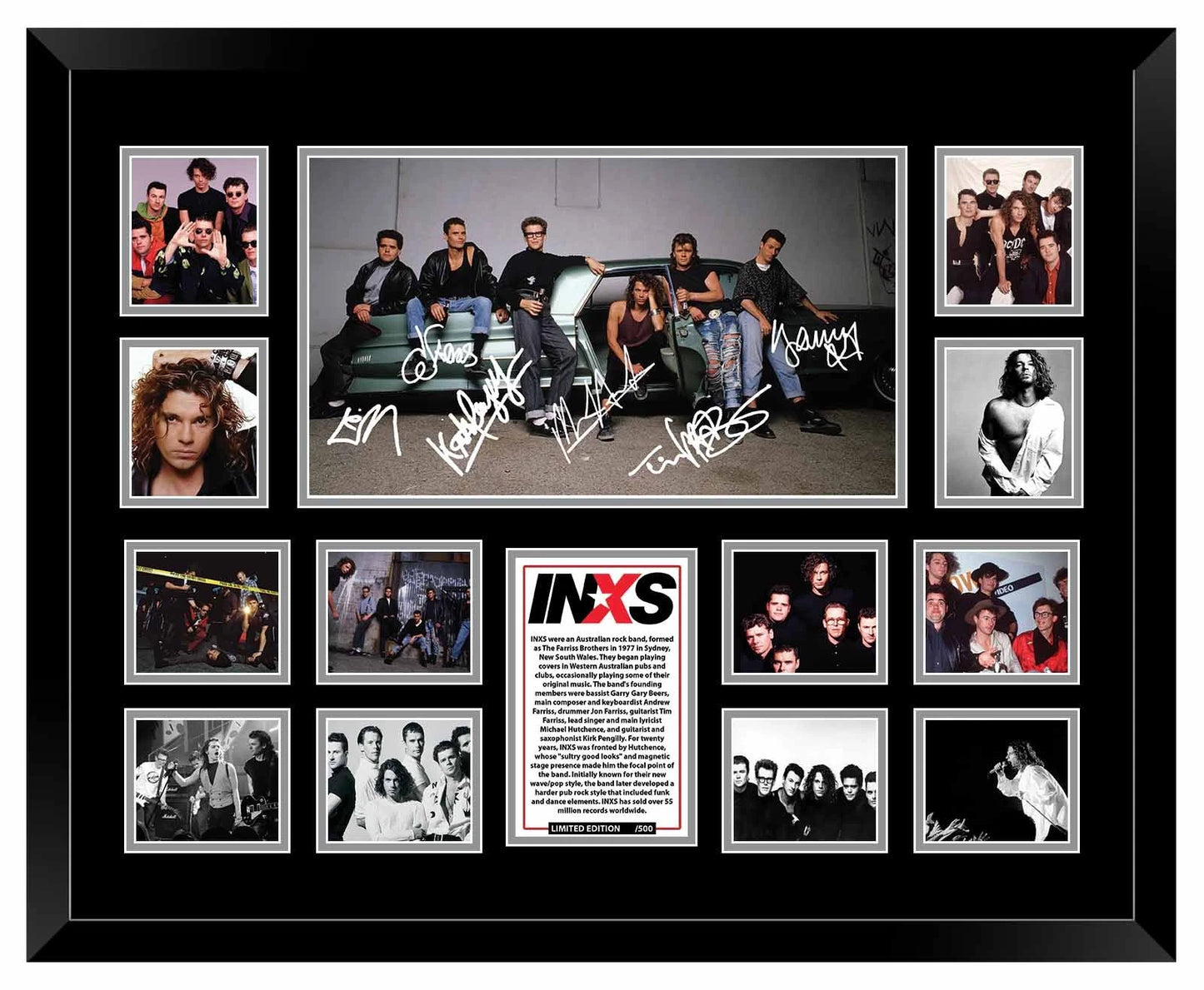 INXS MICHAEL HUTCHENCE FARRISS Signed Limited Photo Memorabilia Frame