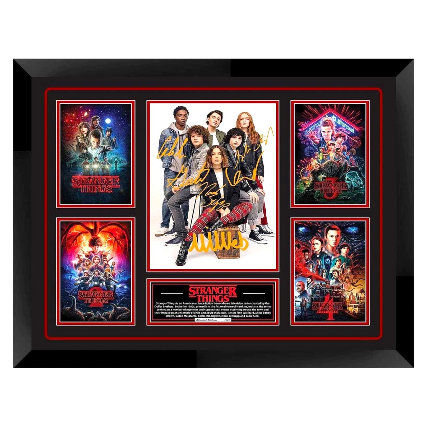 Stranger Things Collection Signed 56CM x 46CM Wooden Frame MEMORABILIA - My Store