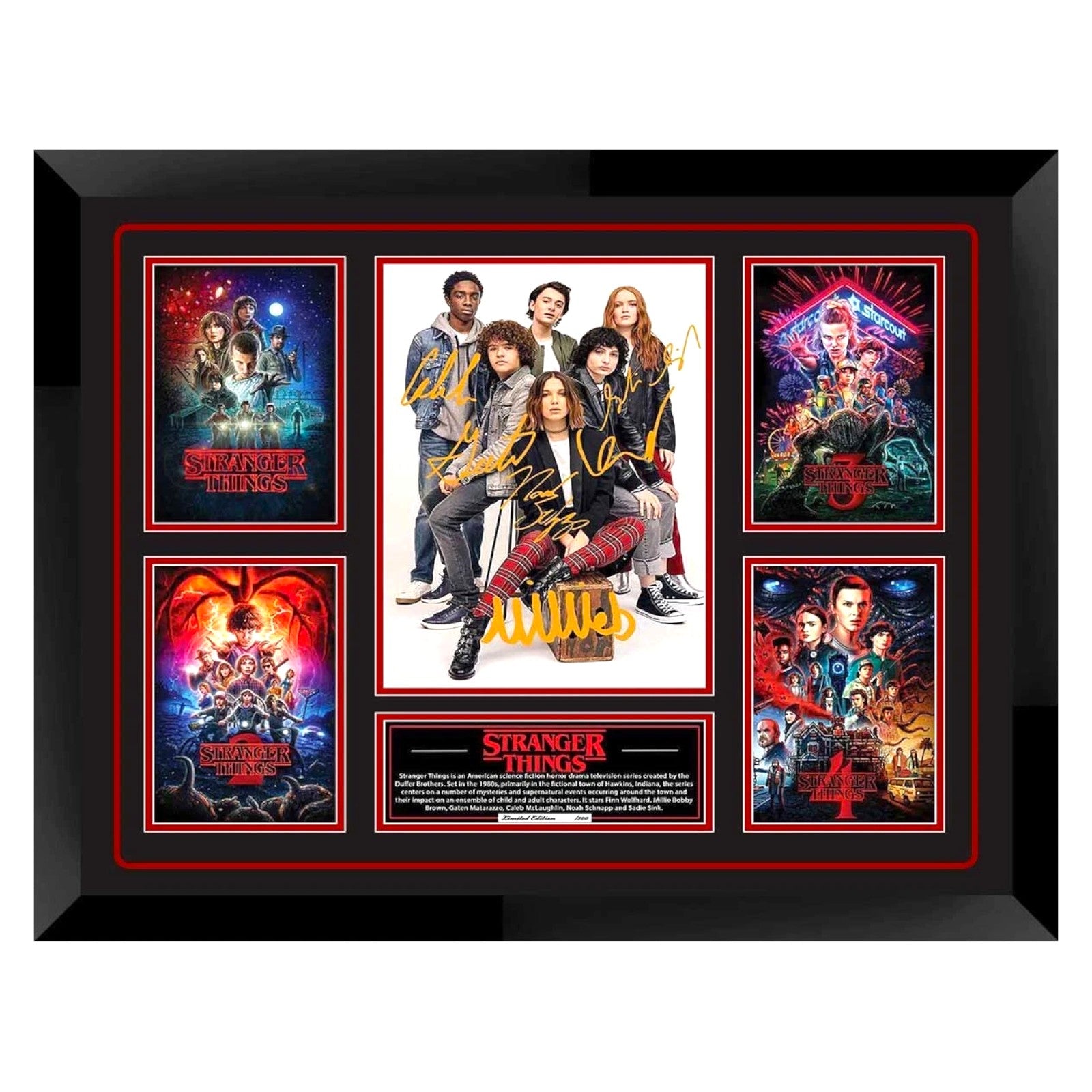 Stranger Things Collection Signed 56CM x 46CM Wooden Frame MEMORABILIA - My Store