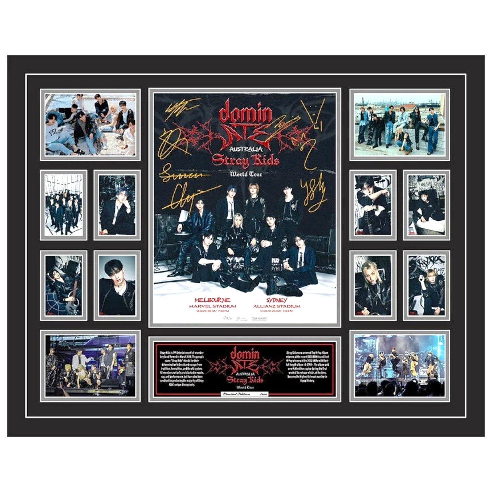 Stray Kids Dominate Tour Australia Signed Limited Photo Memorabilia Frame - My Store